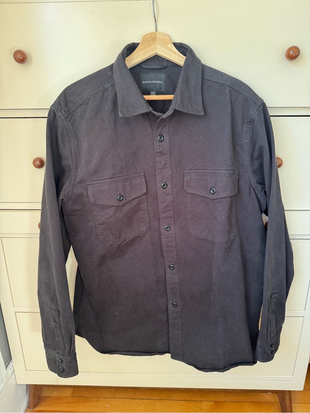 Banana Republic Heavyweight Shirt Jacket Large Black Cotton